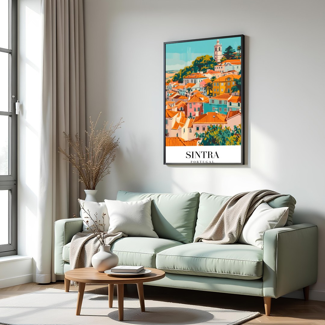 Bring the vibrant charm of Sintra, Portugal into your space with this exquisite artwork. The for Hall