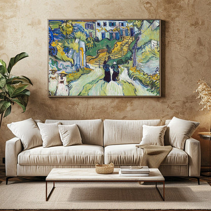 This artwork beautifully captures a vibrant village scene, bustling with life and movement. The for Family Room