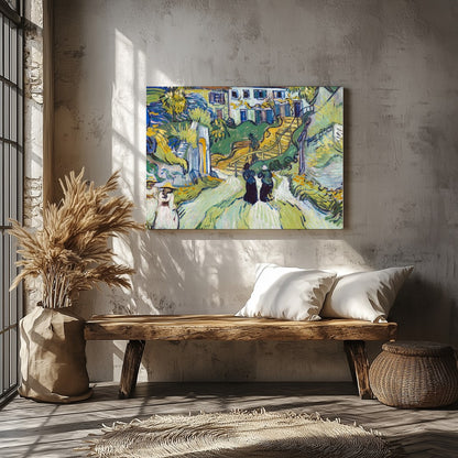 This artwork beautifully captures a vibrant village scene, bustling with life and movement. The for Veranda