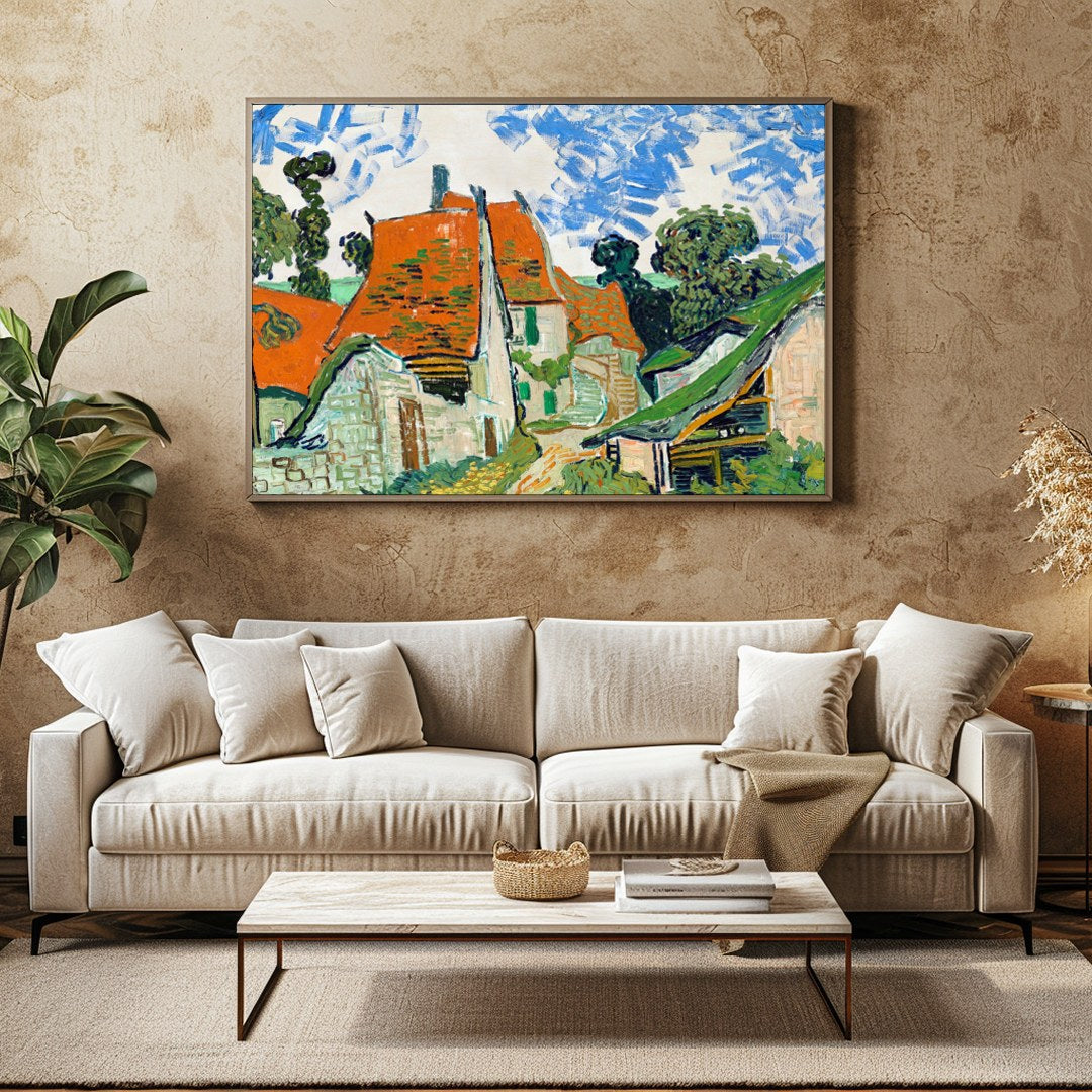 Add a touch of rustic elegance to your space with this vibrant village scene, featuring striking for Family Room