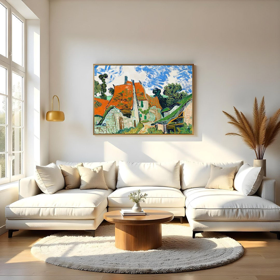Add a touch of rustic elegance to your space with this vibrant village scene, featuring striking for Living Room