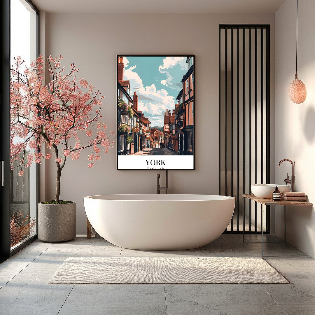 Capture the charm and beauty of York with this exquisite piece of wall art. Featuring a picturesque for Bathroom