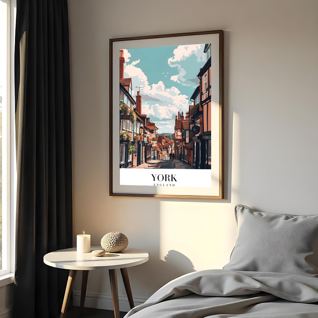 Capture the charm and beauty of York with this exquisite piece of wall art. Featuring a picturesque for Bedroom