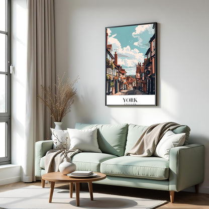 Capture the charm and beauty of York with this exquisite piece of wall art. Featuring a picturesque for Hall