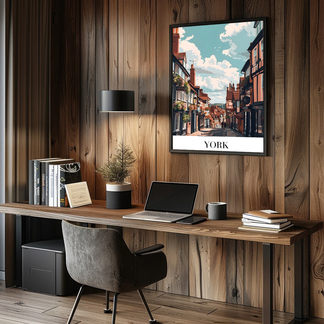 Capture the charm and beauty of York with this exquisite piece of wall art. Featuring a picturesque for Study and Office