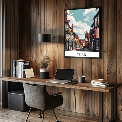 Capture the charm and beauty of York with this exquisite piece of wall art. Featuring a picturesque for Study and Office