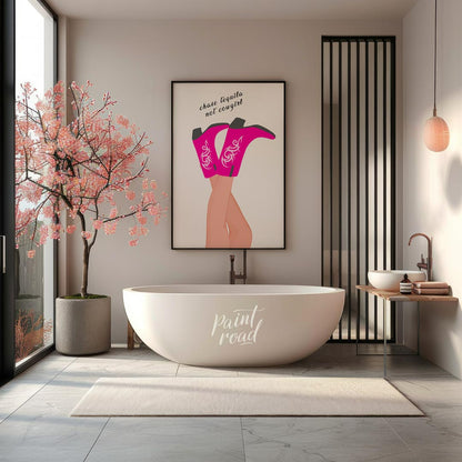 This fun and sassy art print features a playful take on Western style with a humorous twist. The ce… for bathroom