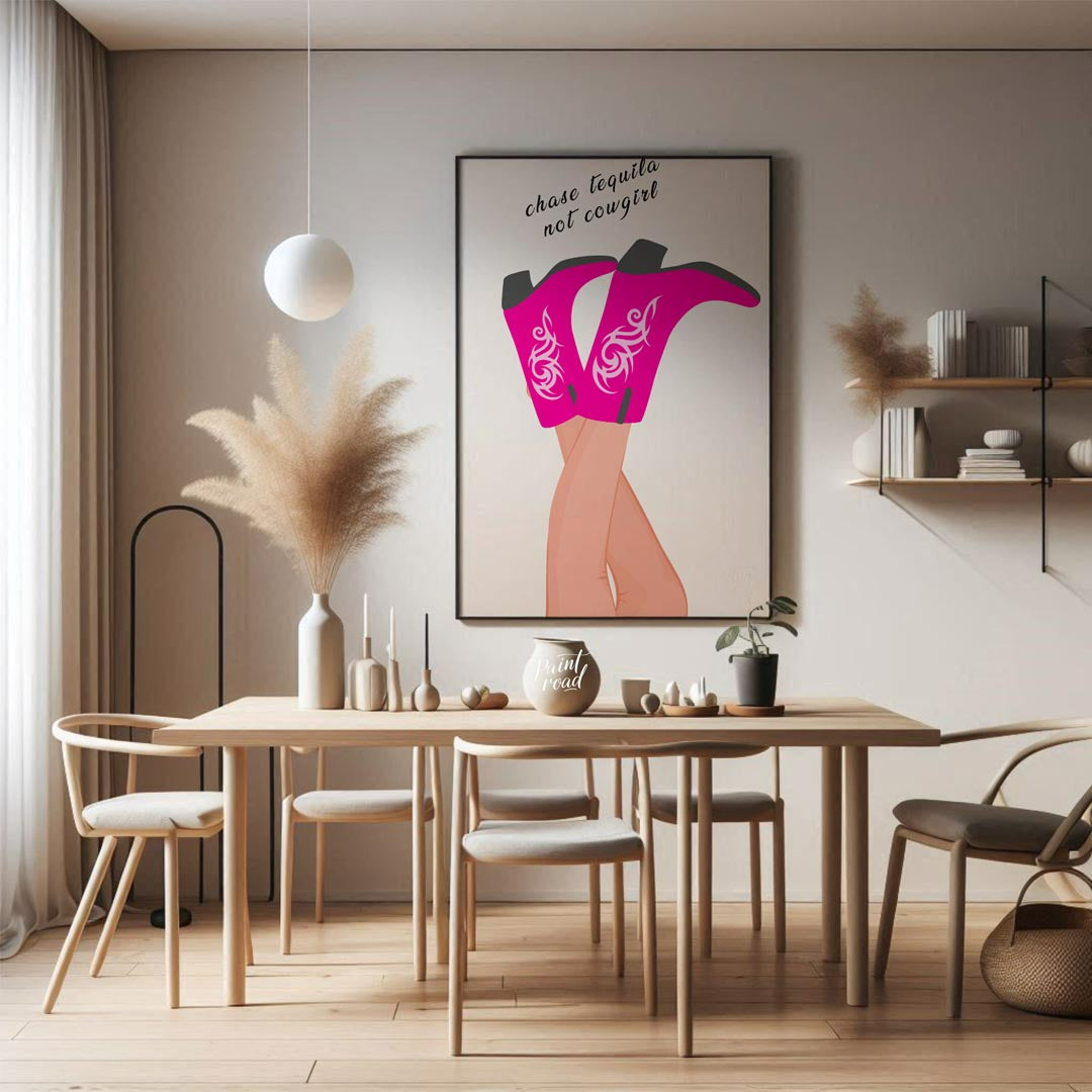 This fun and sassy art print features a playful take on Western style with a humorous twist. The ce… for dining room