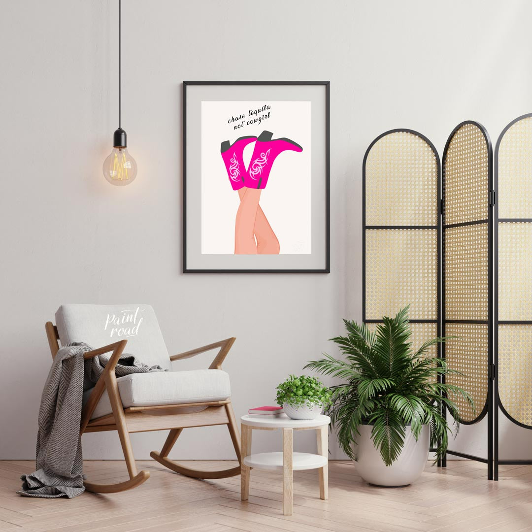 This fun and sassy art print features a playful take on Western style with a humorous twist. The ce… for living room