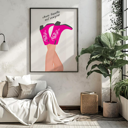 This fun and sassy art print features a playful take on Western style with a humorous twist. The ce… for living room