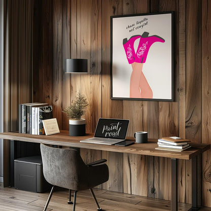 This fun and sassy art print features a playful take on Western style with a humorous twist. The ce… for office