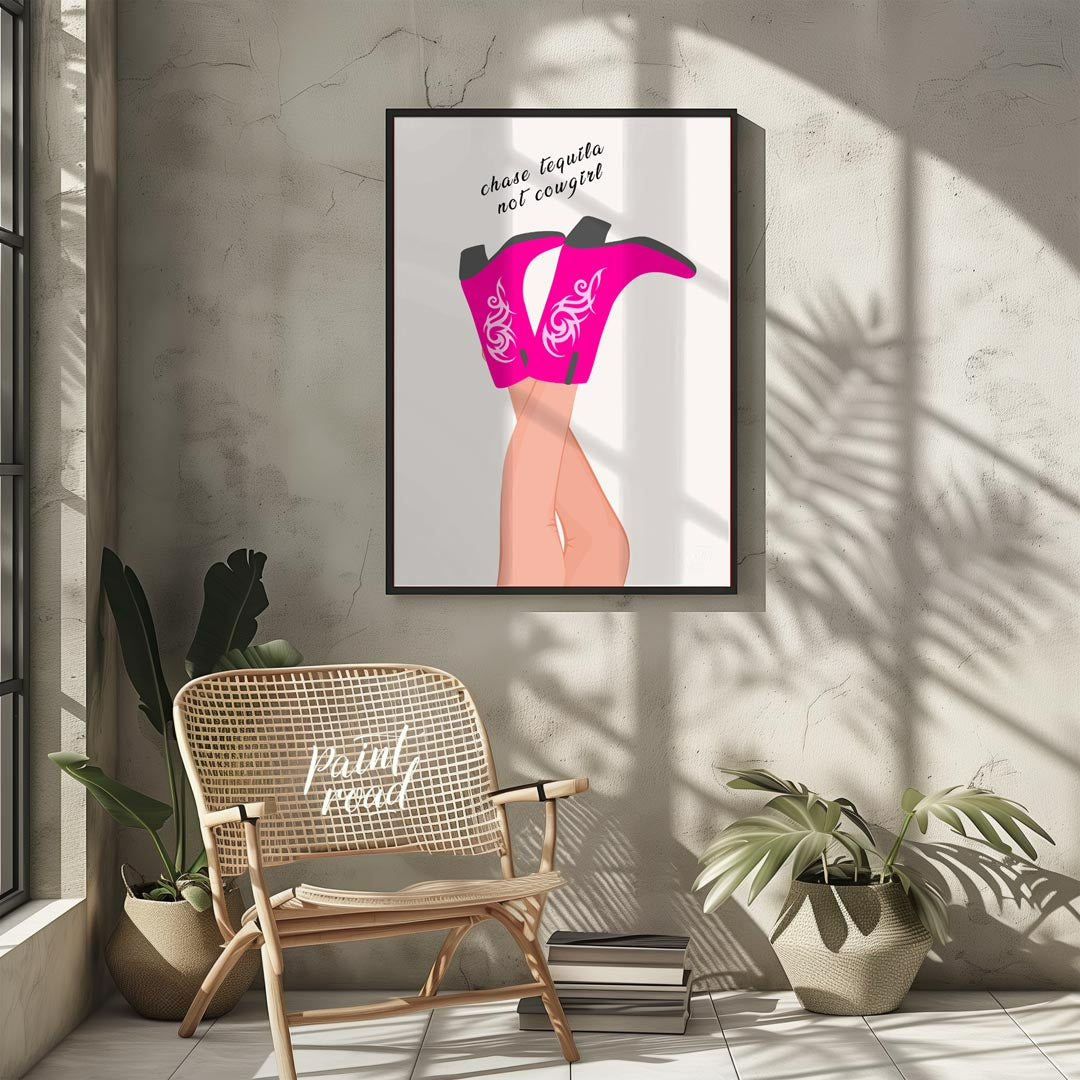 This fun and sassy art print features a playful take on Western style with a humorous twist. The ce… for other