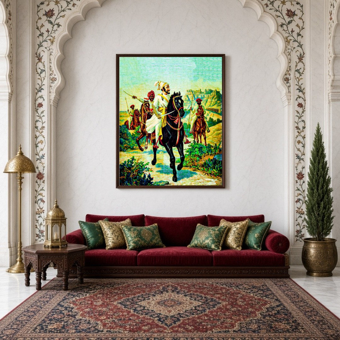 Celebrate the legacy of Chattrapati Shivaji Maharaj with this evocative artwork capturing his for Living Room
