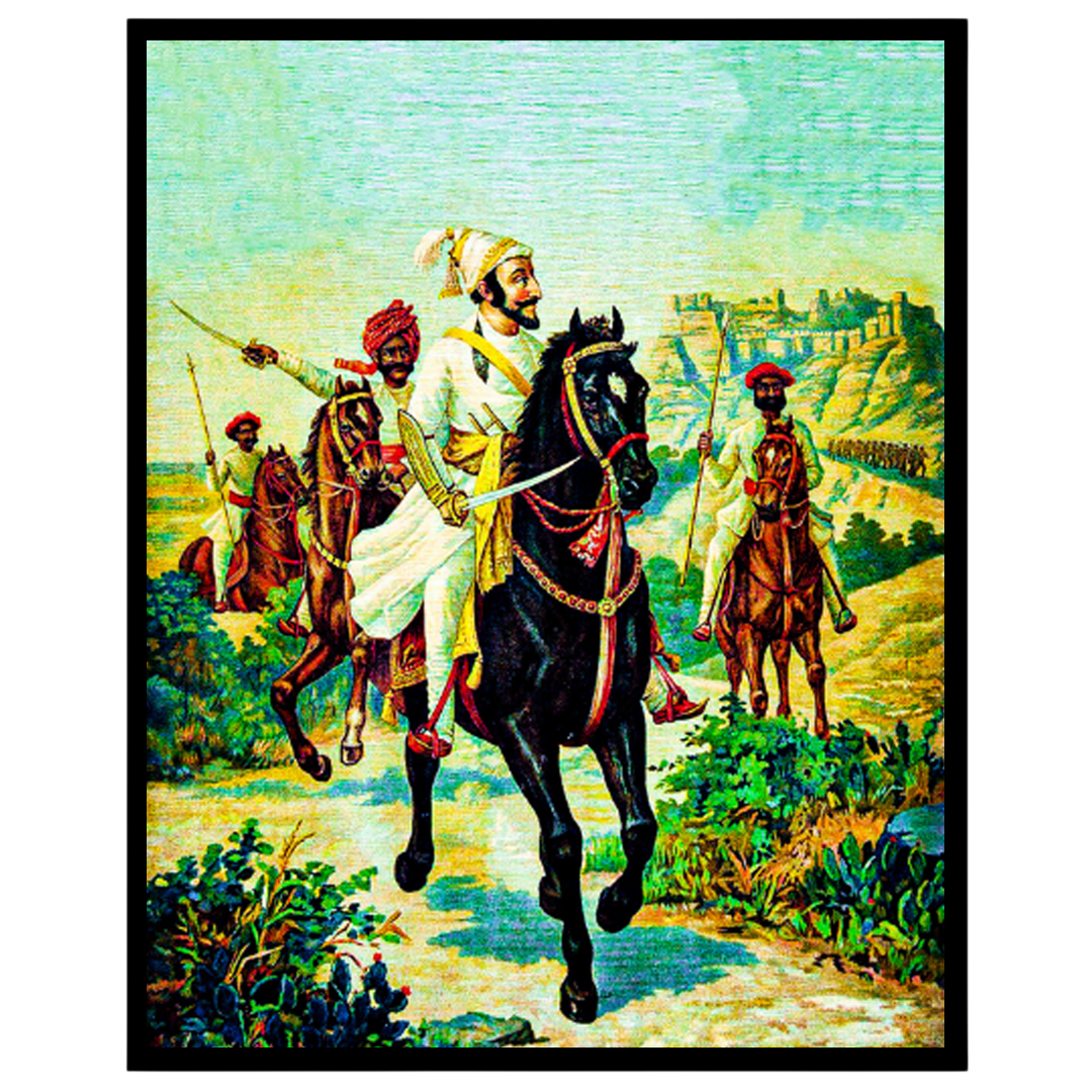 Celebrate the legacy of Chattrapati Shivaji Maharaj with this evocative artwork capturing his for office