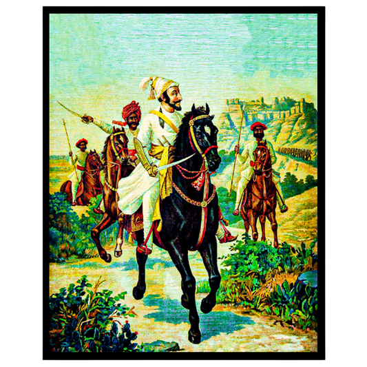 Celebrate the legacy of Chattrapati Shivaji Maharaj with this evocative artwork capturing his for office