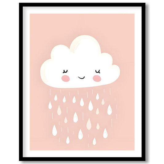 A sweet and simple illustration features a friendly, white cloud character with rosy cheeks and a g… for room