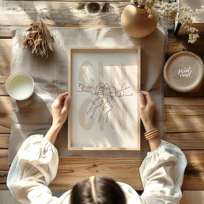 A minimalist and stylish line art illustration capturing the essence of a celebratory gathering. Th… for dining room