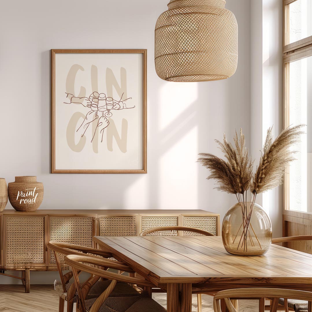 A minimalist and stylish line art illustration capturing the essence of a celebratory gathering. Th… for dining room