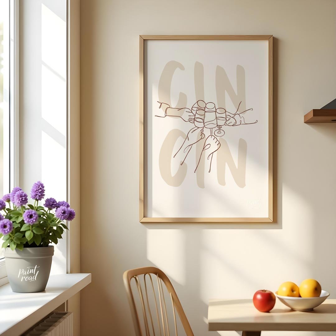 A minimalist and stylish line art illustration capturing the essence of a celebratory gathering. Th… for kitchen