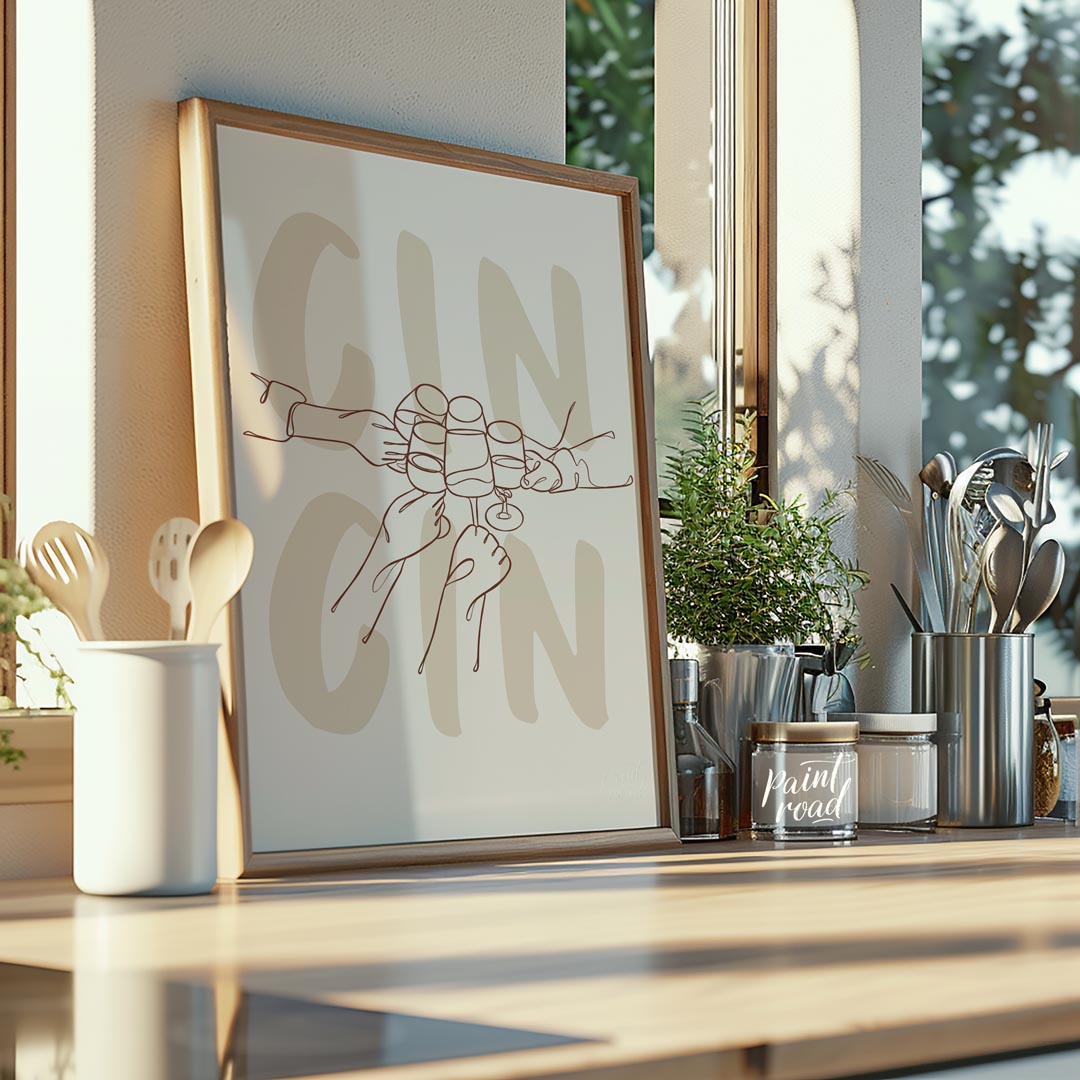 A minimalist and stylish line art illustration capturing the essence of a celebratory gathering. Th… for kitchen