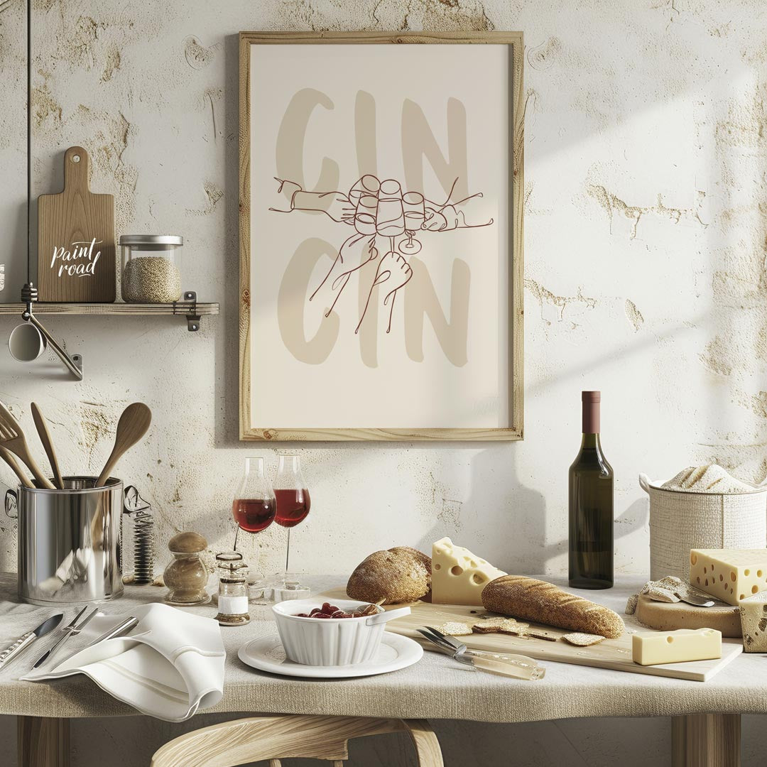 A minimalist and stylish line art illustration capturing the essence of a celebratory gathering. Th… for kitchen