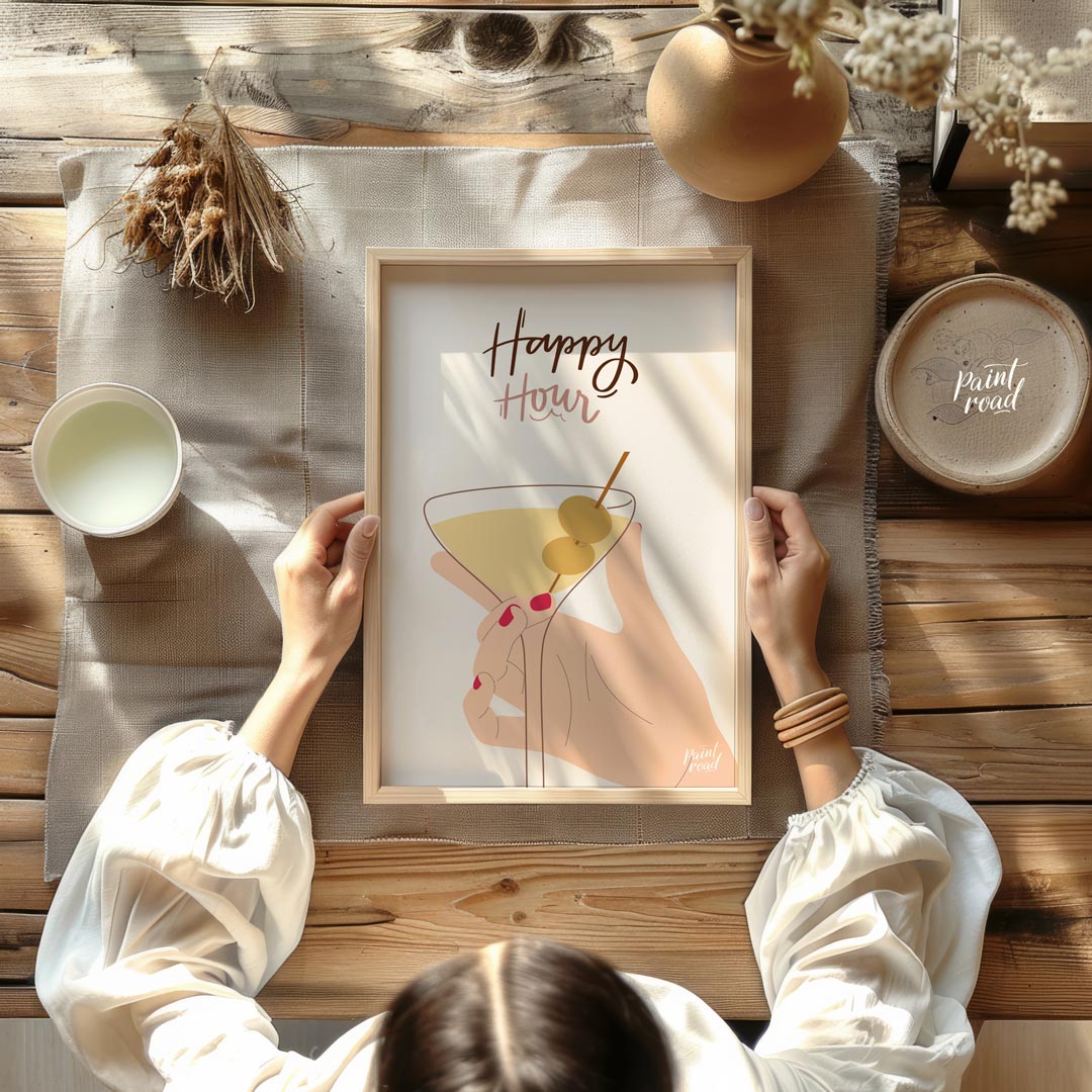 This stylish and minimalistic illustration captures the chic vibe of happy hour with a feminine han… for dining room
