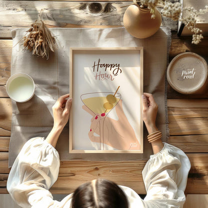 This stylish and minimalistic illustration captures the chic vibe of happy hour with a feminine han… for dining room