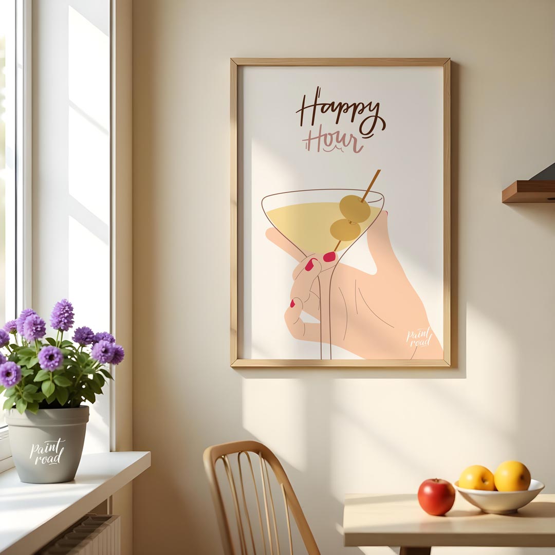 This stylish and minimalistic illustration captures the chic vibe of happy hour with a feminine han… for dining room