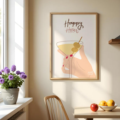 This stylish and minimalistic illustration captures the chic vibe of happy hour with a feminine han… for dining room
