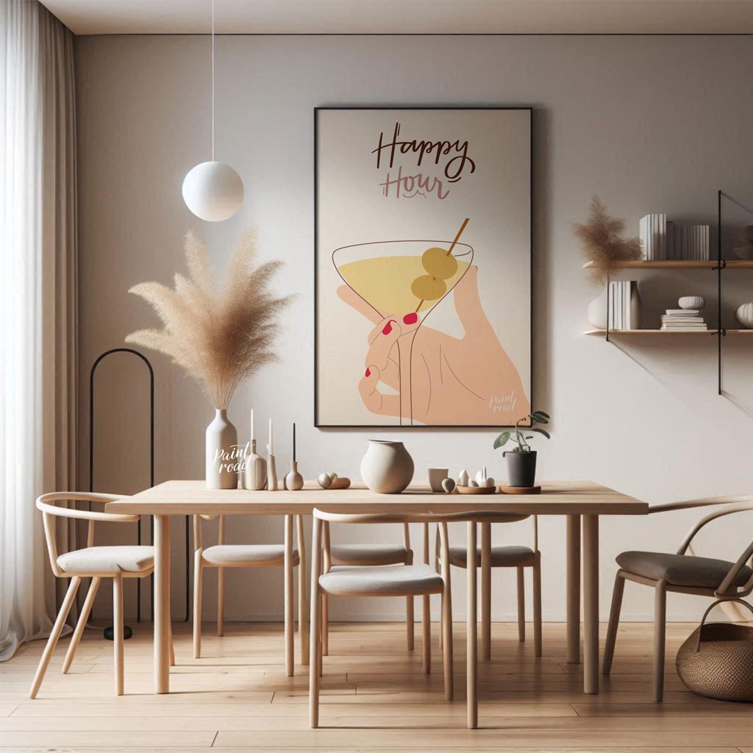 This stylish and minimalistic illustration captures the chic vibe of happy hour with a feminine han… for dining room