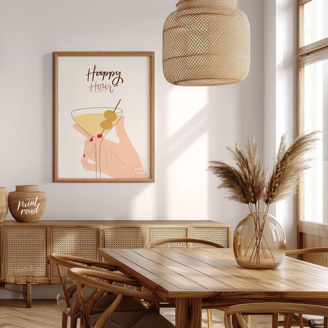 This stylish and minimalistic illustration captures the chic vibe of happy hour with a feminine han… for dining room