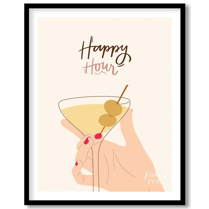 This stylish and minimalistic illustration captures the chic vibe of happy hour with a feminine han… for home