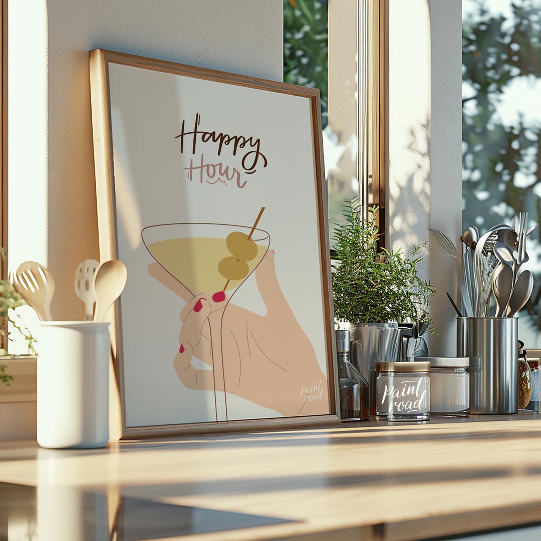 This stylish and minimalistic illustration captures the chic vibe of happy hour with a feminine han… for kitchen