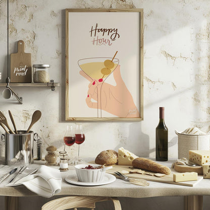This stylish and minimalistic illustration captures the chic vibe of happy hour with a feminine han… for kitchen