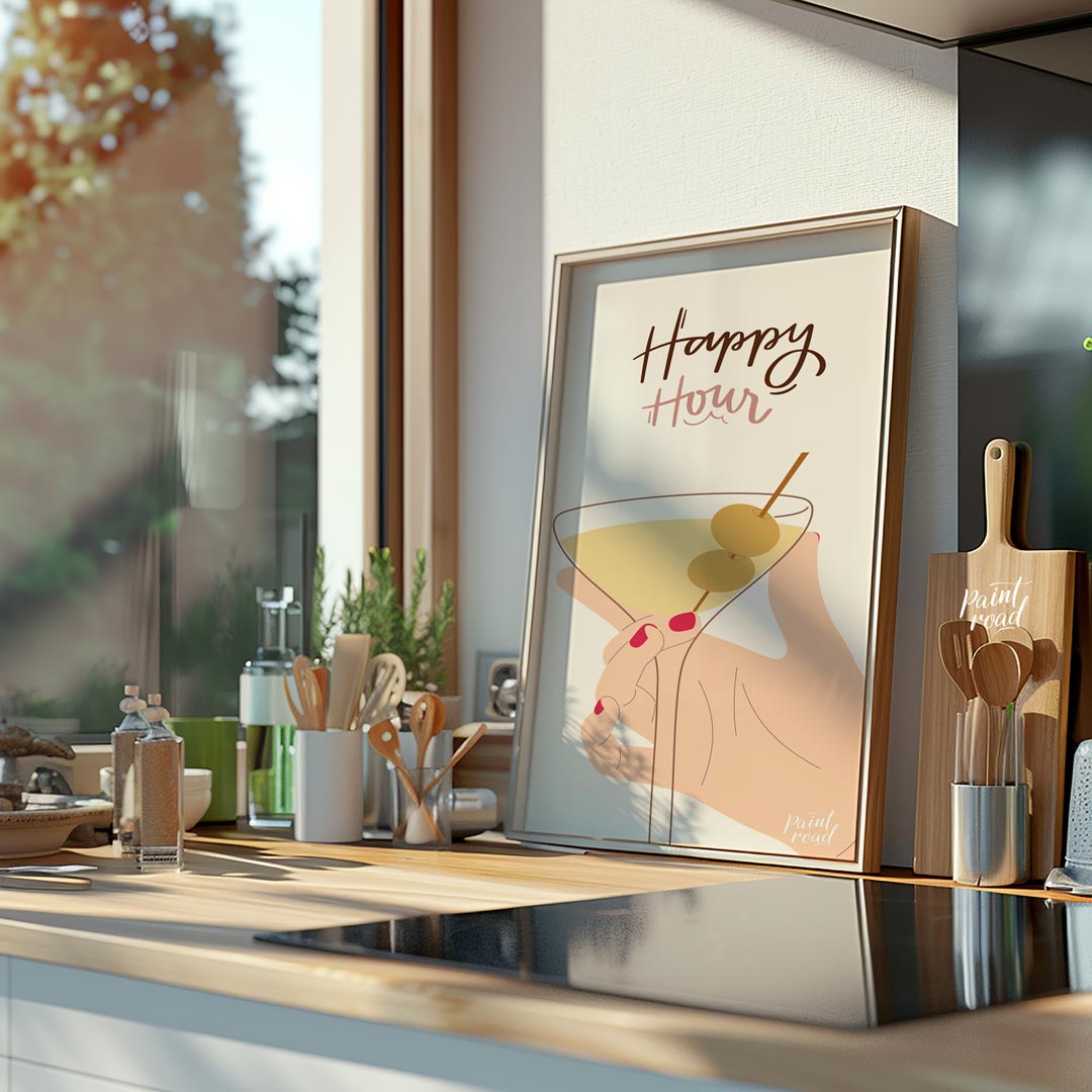 This stylish and minimalistic illustration captures the chic vibe of happy hour with a feminine han… for kitchen