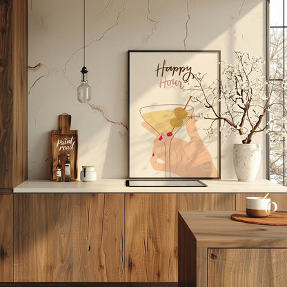 This stylish and minimalistic illustration captures the chic vibe of happy hour with a feminine han… for kitchen