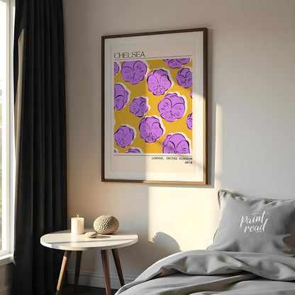 This stylish and artistic print, titled “CHELSEA” at the top and “LONDON, UNITED KINGDOM 2024” at t… for bedroom