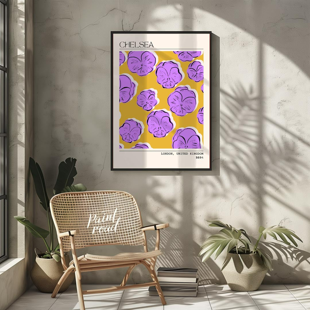 This stylish and artistic print, titled “CHELSEA” at the top and “LONDON, UNITED KINGDOM 2024” at t… for living room