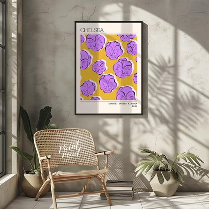 This stylish and artistic print, titled “CHELSEA” at the top and “LONDON, UNITED KINGDOM 2024” at t… for living room