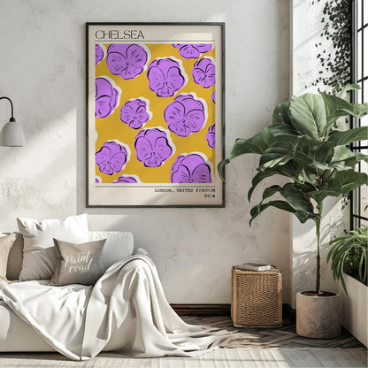 This stylish and artistic print, titled “CHELSEA” at the top and “LONDON, UNITED KINGDOM 2024” at t… for living room