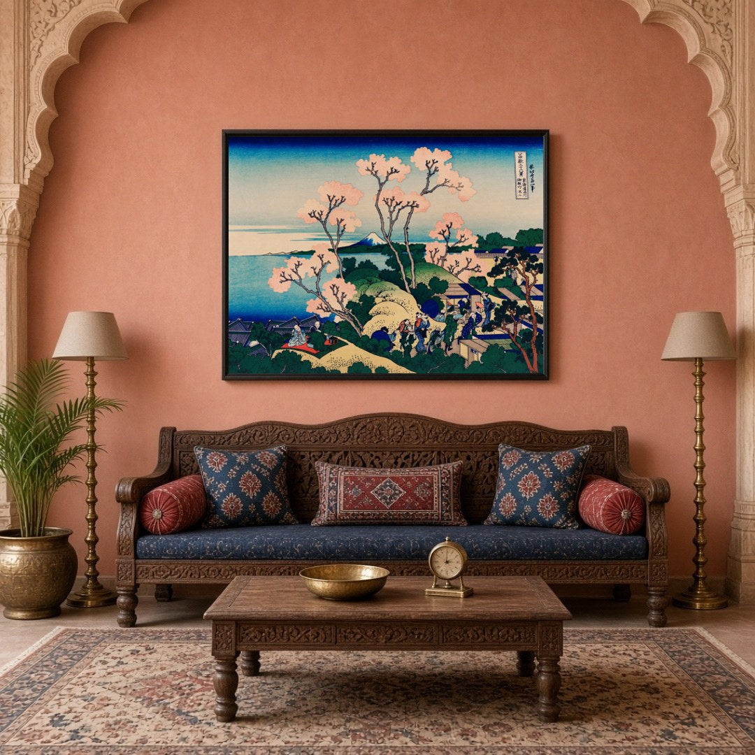 Immerse yourself in the serene beauty of 'Cherry Blossoms at Goten-Yama Hill,' an exquisite fine for Living Room