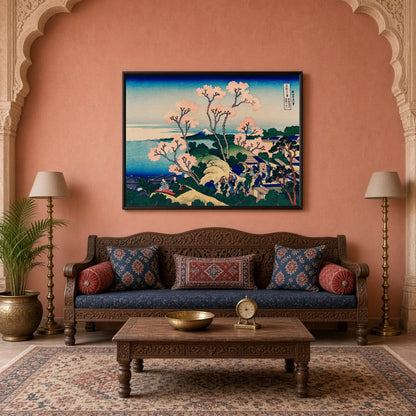 Immerse yourself in the serene beauty of 'Cherry Blossoms at Goten-Yama Hill,' an exquisite fine for Living Room
