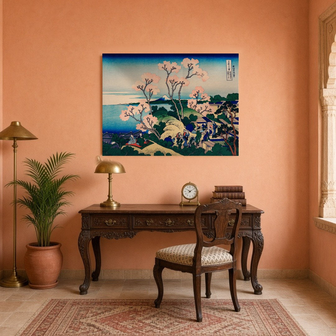 Immerse yourself in the serene beauty of 'Cherry Blossoms at Goten-Yama Hill,' an exquisite fine for Study