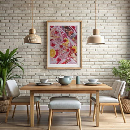 A vibrant and captivating still life photograph showcasing a luxurious cocktail scene. Two crystal … for dining room