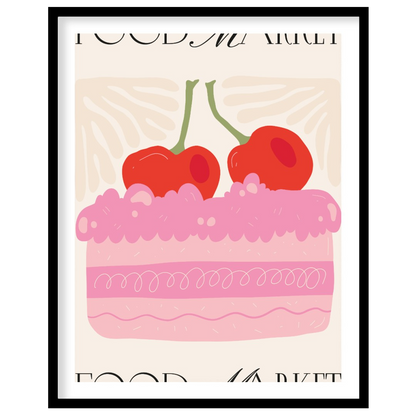 This charming poster, branded with "FOOD MARKET" at both the top and bottom, features a delightful … for abode