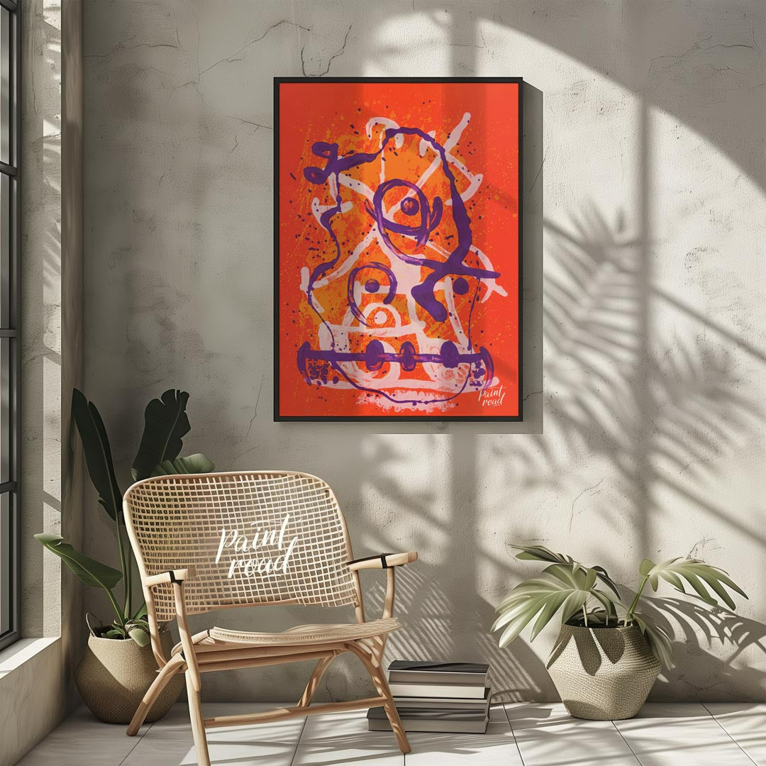 This dynamic art print is “Chevauchée - Rouge Violet” by Joan Miró, a vibrant and expressive abstra… for other