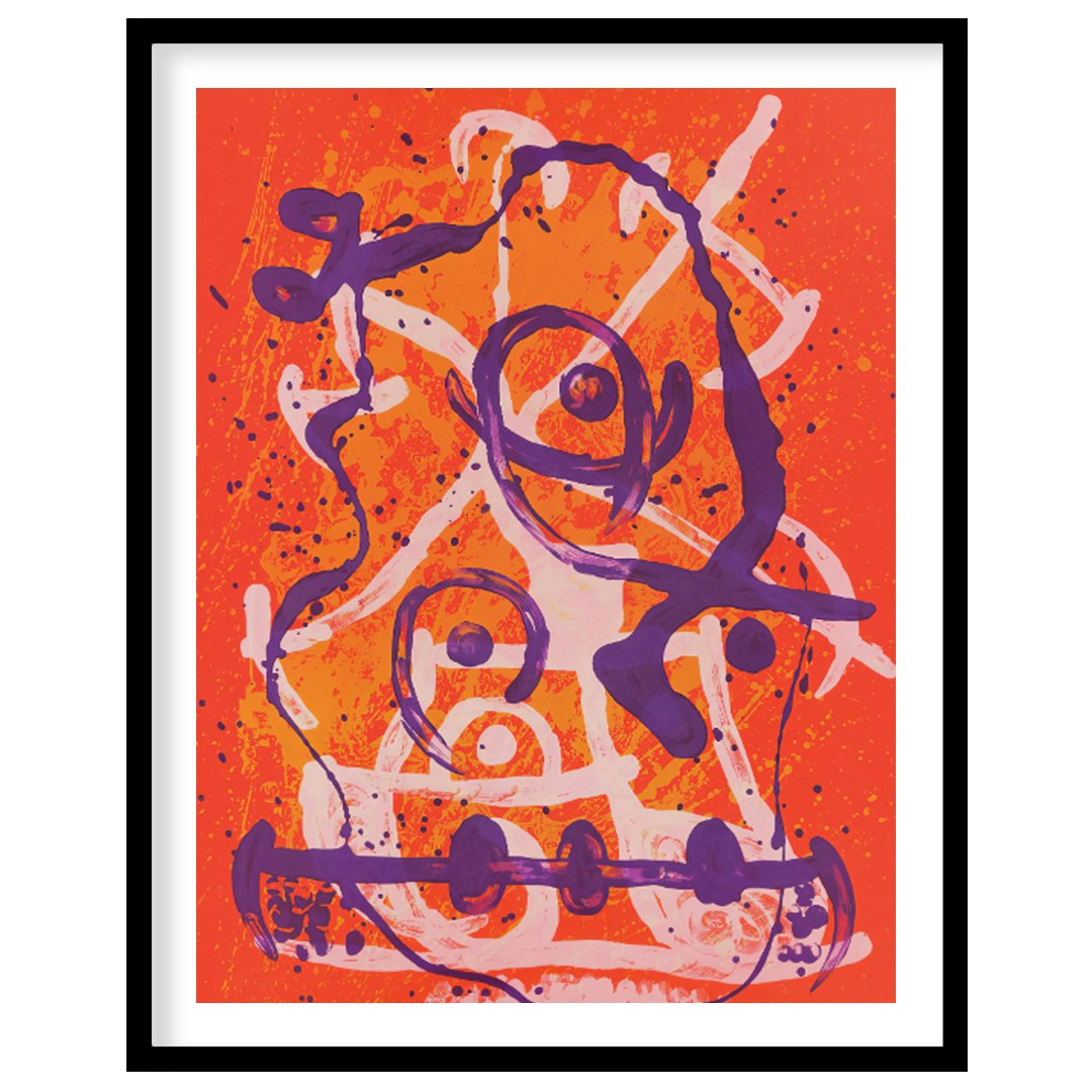 This dynamic art print is “Chevauchée - Rouge Violet” by Joan Miró, a vibrant and expressive abstra… for sweet home