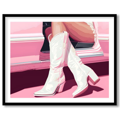Embrace the charm of retro fashion with this captivating artwork. A harmonious blend of pastels and for area