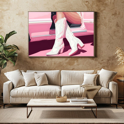 Embrace the charm of retro fashion with this captivating artwork. A harmonious blend of pastels and for Family Room