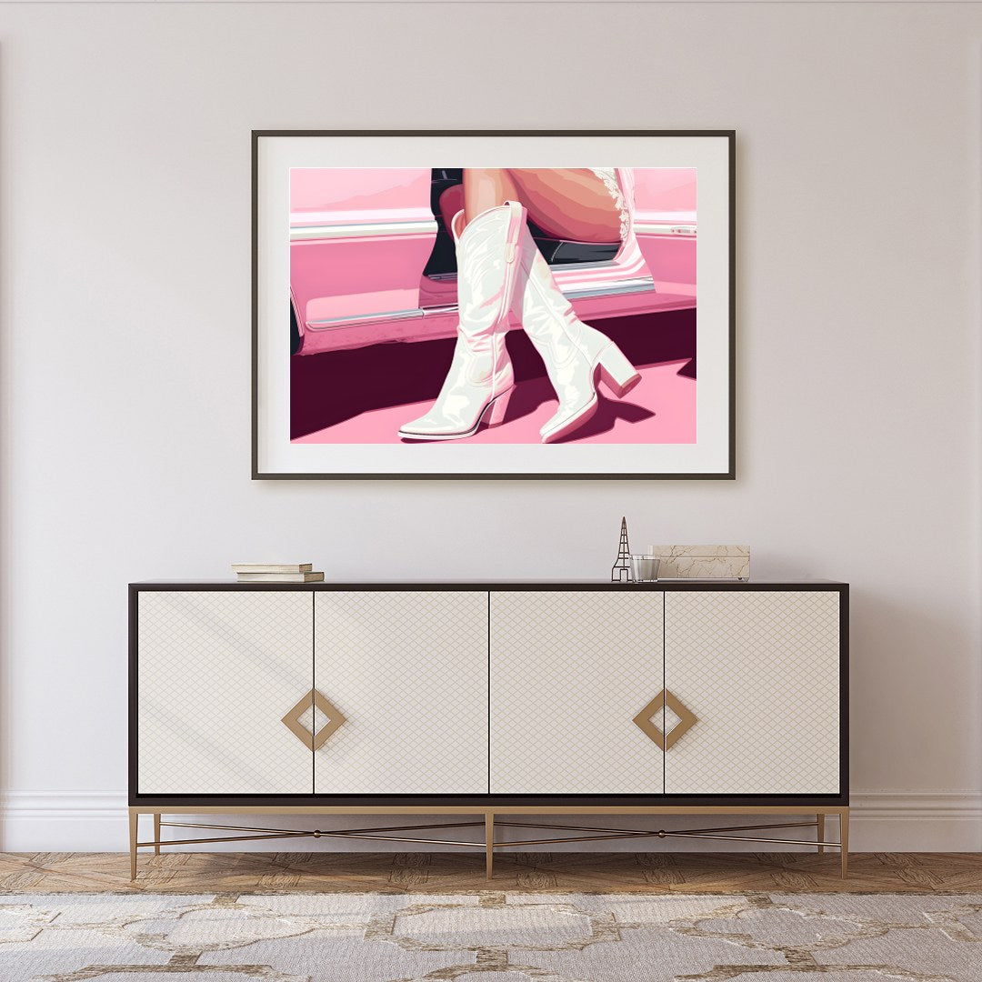 Embrace the charm of retro fashion with this captivating artwork. A harmonious blend of pastels and for Foyer